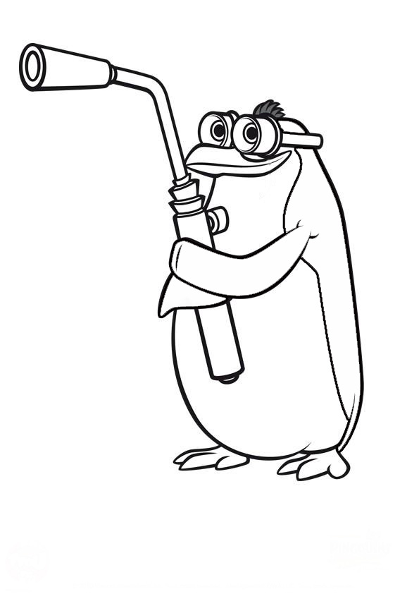 coloriage le pingouin avec un chalumeau